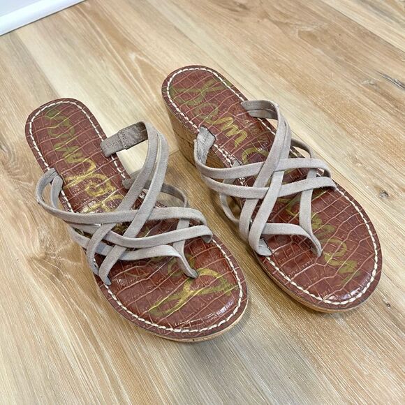 SAM EDELMAN Strappy Wedge Sandals Size 8 - Picture 1 of 6